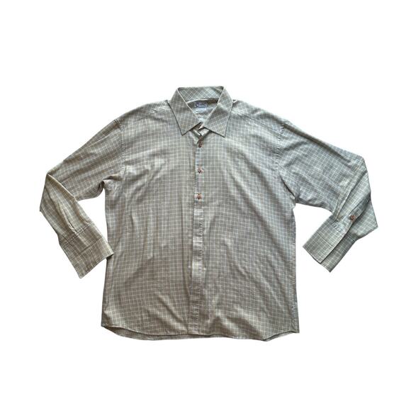 E = MC2 Shirt Clothing For Millionaires 4XL White Check 100% Cotton Button Up - Picture 1 of 14
